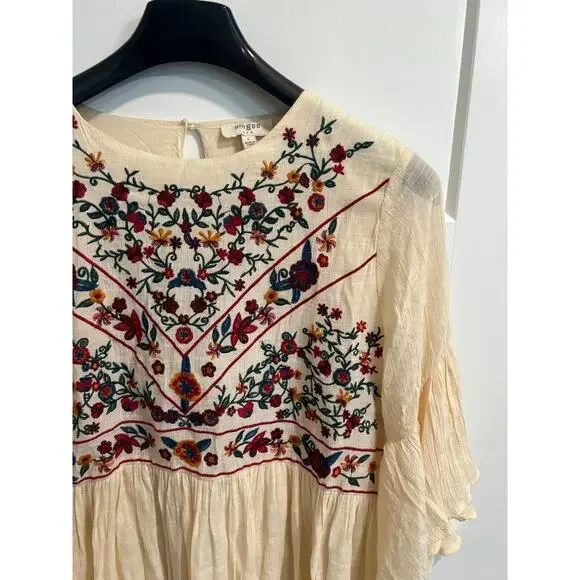 Umgee The Hanna Embroidered Ivory Boho‎ Mini Festival Dress Cottagecore Sz L - Picture 4 of 12